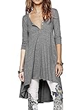 Naggoo Womens 3 4 Sleeve Loose Asymmetrical Tunic Tops Dress V neck Tee Shirts Long