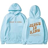 PANOZON JESUS IS KING Hoodie Christian Faith Religious God Tops Man Woman Pullover Sweatshirt Longsleeve