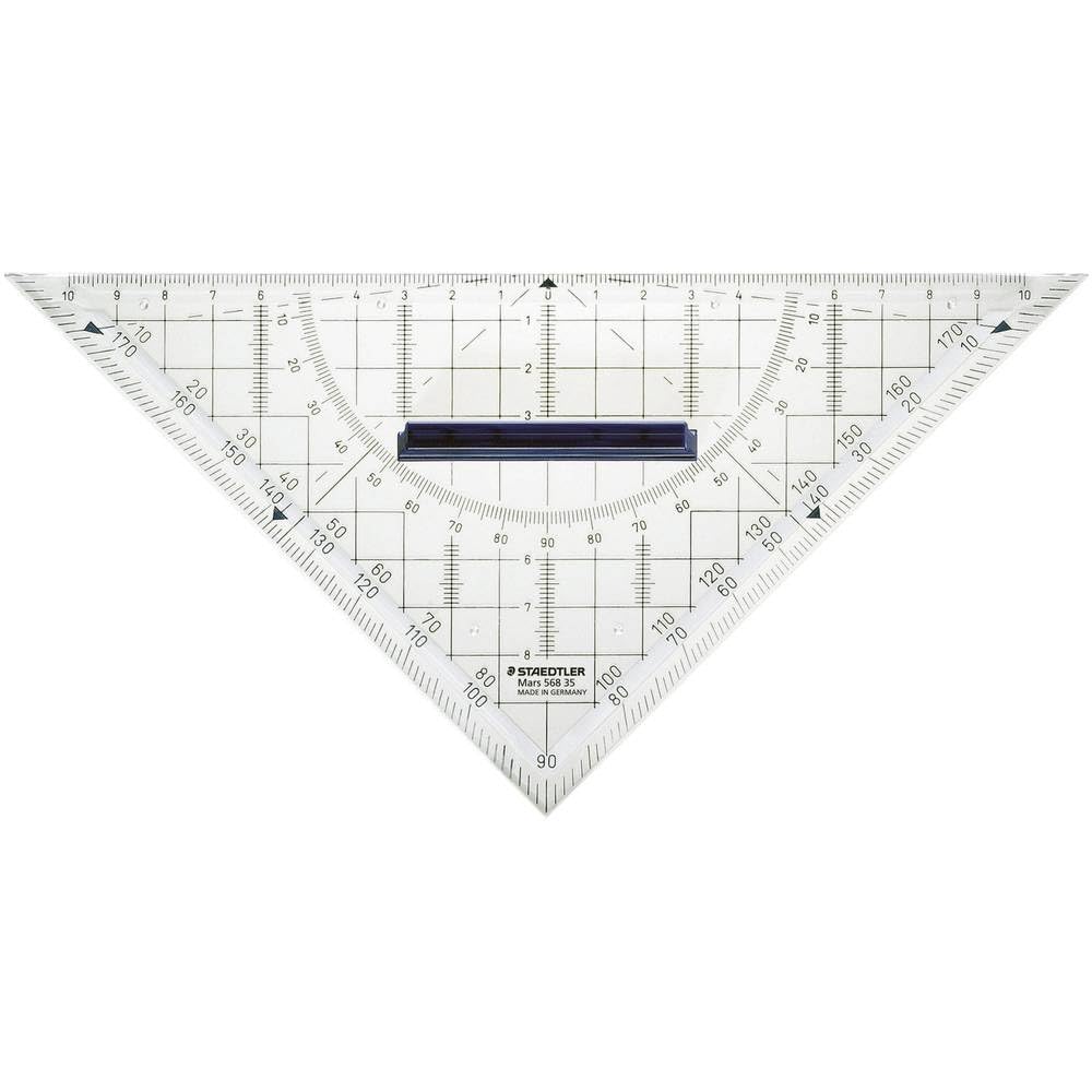 STAEDTLER 568 35 Mars Transparent Geometry Set Square With Removable Grip And Ink Studs - 22cm (Pack of 1)