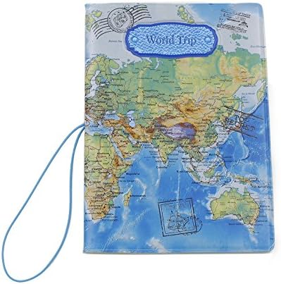 Identity Card Visa Cover , Passport Holder Case, Travel Journey Bag , Tickets Protect Cover , World Trip Map Blue
