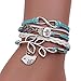 Bestpriceam Handmade Infinity Silver 8 Owl Leaf Bird Leather Bracelet Wristband