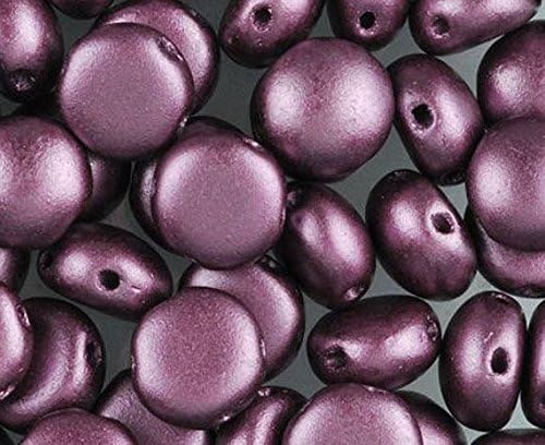Pastel Burgundy Preciosa Czech Glass Candy Beads 8mm 2-Hole Cabachon