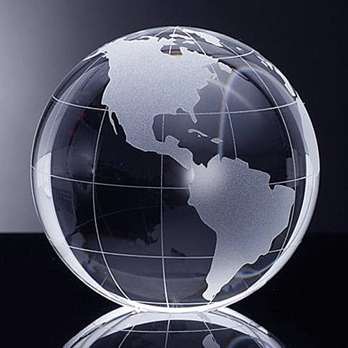 3" amlong crystal globe paperweight with gift box