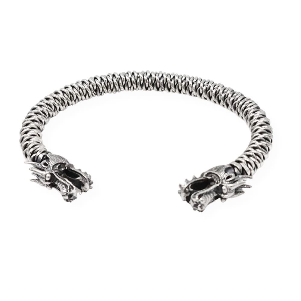 Treasure Bay Super Heavy Mens 925 Sterling Silver Torque Bangle Dragon Design