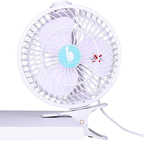 USB Clip Fan, XGUO 7 Inch Powerful Ultra-Quiet 2-Speed 360° Rotation Personal Table Fan For Office Home Study(White)