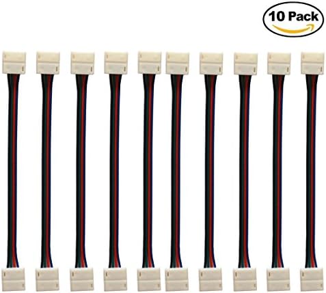 4Pin LED Connector Applicable for 10mm Wide Double-Sided PCB Waterproof LED Strip Light RGB 5050, No Soldering Conector (10pcs Connectors)