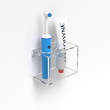 Montado en la pared claro eléctrico cepillo de dientes y pasta de dientes soporte, acrílico