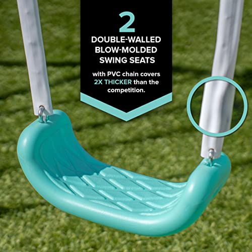 Sportspower MSC4510TL Arcadia Metal Swing Set with 5’ Slide, Trapeze