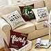 AVOIN Merry Christmas Saying Throw Pillow Cover Boxwood Wreath, 18 x 18 Inch Winter Holiday Buffalo Plaid Cushion Case for Sofa Couch Set of 4