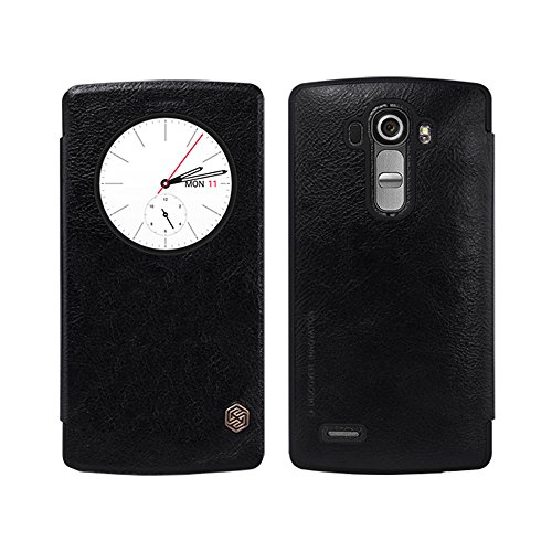 Emarket Smart Circle Case Quick Circle Window Premium Ultra Slim Flip View PU Leather Cover Case With Sleep/Wake For LG G4 Black Color