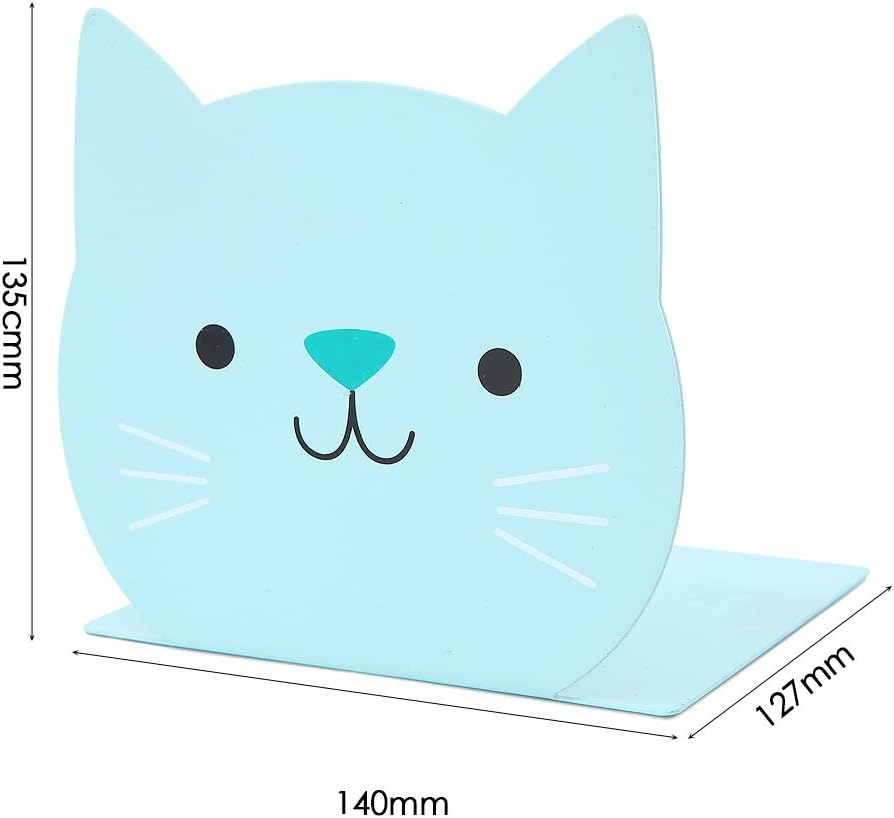 Lovely Cartoon Cat Pattern Kids Bookends Student Book Ends Metal Office Desk School Library Decoration Bookshelf Book Organizer for Christmas Birthday Gift - Image 5