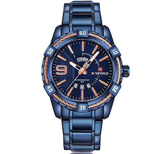 Naviforce mens casual analog quartz watch stainless ste…