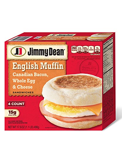 Jimmy Dean, Canadian Bacon, Whole Cracked Egg & Cheese English Muffin Sandwiches, 4 Count (Frozen)