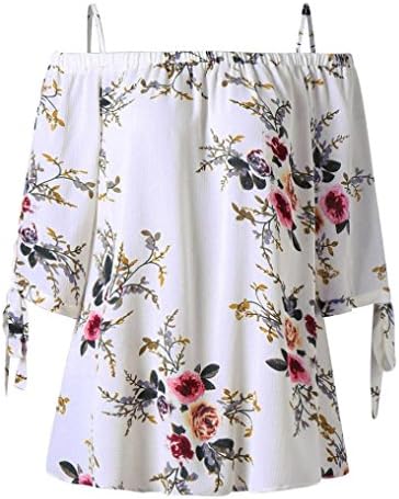 Women Blouse, CieKen Office/Casual Off Shoulder 3/4 Sleeve Cold Shoulder Cuffed Floral Print Camis Tops Shirt Plus Size