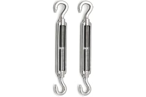 eoocvt 2pcs M12 Stainless Steel 304 Turnbuckle Wire Rope Tension (Hook & Hook)
