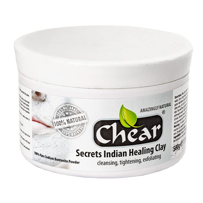 Chear Indian Healing Clay Mask – 100% Bentonite Clay Powder for Deep Pore Cleansing Face & Body Mask – Detox Mask for Oily & Acne-Prone Skin 500g