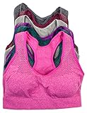 Barbra Lingerie Barbra's 6 Pack Seamless Plus Size Wirefree Mesh Strap Racerback Bras with Removable Pads (L-2XL)