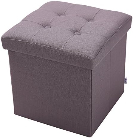 QVB Square Ottoman Dark Grey Storage Containers,15''x15''x15 Dark Gray Color