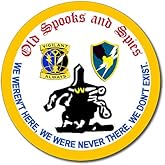 Round Old Spooks and Spies Sticker (ASA Army Security Agency We Don't Exist Logo Seal Insignia Vinyl Decal for car Truck Laptop Water Bottle or Cooler (3 inch) U.S. Army Licensed