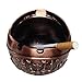 Honoro Vintage Windproof Ashtray with Lids,Metal Portable Cigarettes Ashtray with Gift Box for Outdoor & Indoor Use,Castle,Red Bronze