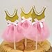 Mybbshower Pink Gold Ballerina Tutus Cake Topper for Girls Princess Birthday Decorations Pack of 10