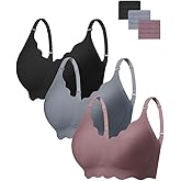 Angelhood Seamless Bras Women Soft Jelly Push Up Wireless Bra Supportive V Neck No Underwire Comfort Tshirt Bralettes