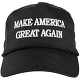 MAKE AMERICA GREAT AGAIN! Trump 2016 Adjustable Cap with Rope Front, EMBROIDERED Text
