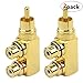 WMYCONGCONG 2 PCS RCA Splitter Adapter RCA Male to 2 Female Right Angle Splitter Plug Connector
