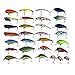 APG 30pcs 3D Eyes & Bright Color Crankbait Assorted Fishing Lures Spinner Baits Fish Hooks Tackle