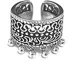 Vintage Tassel Small Ball Open Ring for Women Oxidized Silver Trendy Stacking Middle Tail Finger Rings Wedding Band Personalized Eternity Statement Comfort Fit Fashion Jewelry for Mother Size 7