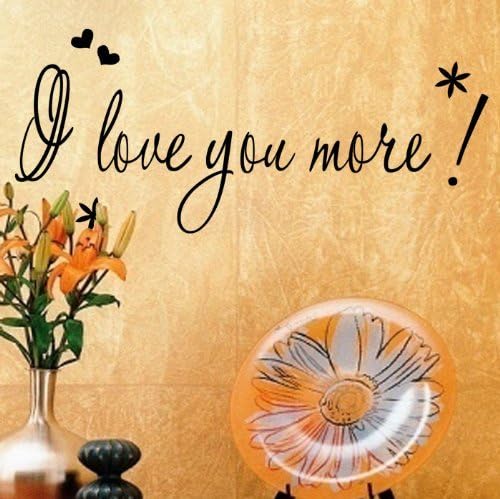 OneHouse I Love You More Quote With Flowers and Heart Decorative Wall Decal Decor for Room