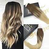 Sunny 20inch 20pcs/50g Multi Color Chocolate Brown Mixed Bleach Blonde 100% Straight Remy Human Two Tone Ombre Tape in Human Hair Extensions