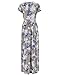 OUGES Women's V-Neck Pattern Pocket Maxi Long Dress, X-Large, Apricot