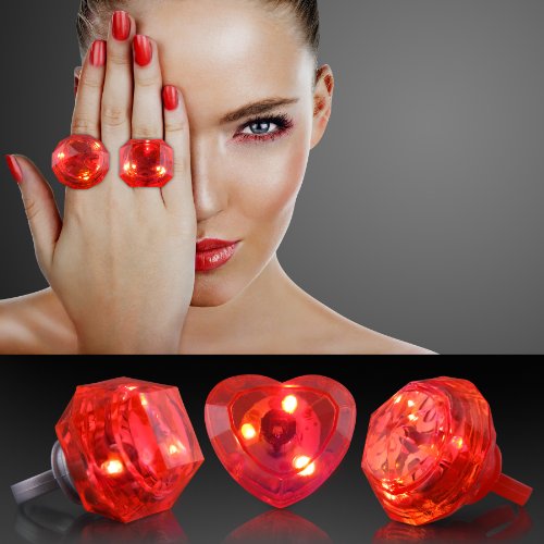 Red Huge Gem Light Up LED Rings (Set of 24)