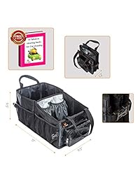 Organizador para el asiento delantero y trasero del coche con caja de pañuelos y soporte aislado para el refrigerador de la taza, caja de almacenamiento para el coche con compartimento en l organizador para el maletero de los accesorios del coche, organiz
