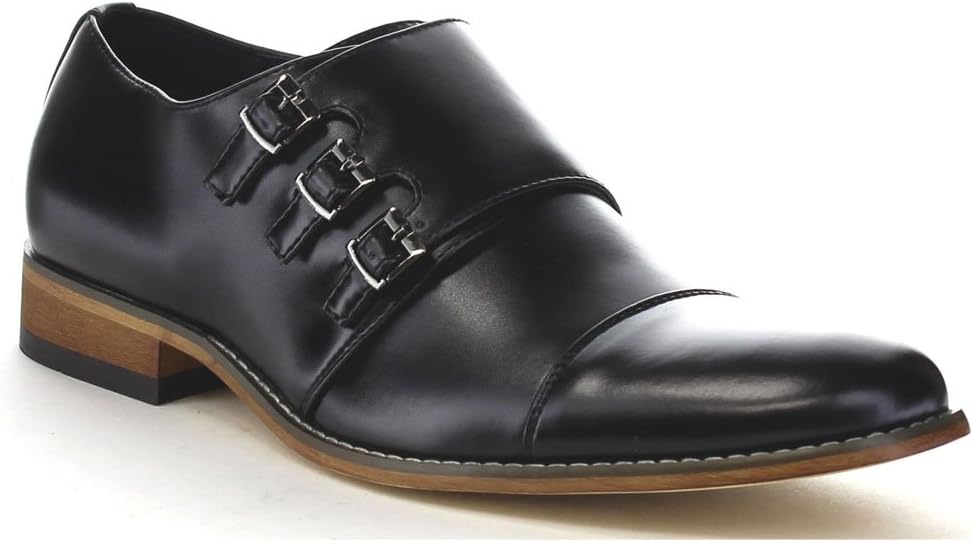 UV SIGNATURE EA27 Men's Chic Cap Toe Monk Strap Dress Shoes Run Half Size Big