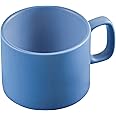 VOBAGA Coffee Mug 11 oz Tea Cup with Flat-Bottom Warming Coffee Milk for Office and Home(light-blue)