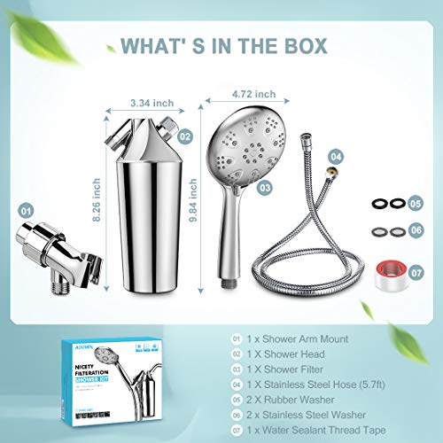 ADOVEL Shower Water Filter System, with 6 Modes Handheld Shower Head