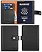 SimpacX Leather Passport Holder Wallet Cover Case Travel Wallet RFID Blocking 12 Contract Colors (Black)