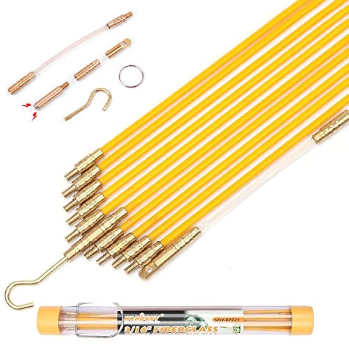 Fiberglass Wire Running Kit Threaded Brass Connectors Electrical Fish