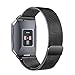 bayite Stainless Steel Bands Compatible Fitbit Ionic, Milanese Loop Metal Replacement Strap with Unique Magnet Lock Accessories for Fitbit Ionic Small Silver + Black