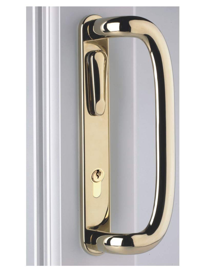 Mila Inline Patio Door Handle Pair 109mm Screw Fix Gold Lever