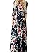Murimia Women's Floral Print 3/4 Sleeve Empire Flower Maxi Casual Dress Pocketed