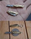 1pc Fish Mini Keyring Small Pocket Keychain Folding Folder Knife Brass (8 cm (open))