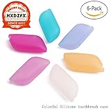 HXDZFX 6 Pack Of Silicone Toothbrush Case Cover-Food Grade Silicone - BPA Free Soft，Durable And Suitable For Home,Outdoor And Travaling Brush Protection