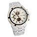 Readeel White Sport Silver Hands Men Stainless Steel Quartz Analog Wrist Watch Water Resistant