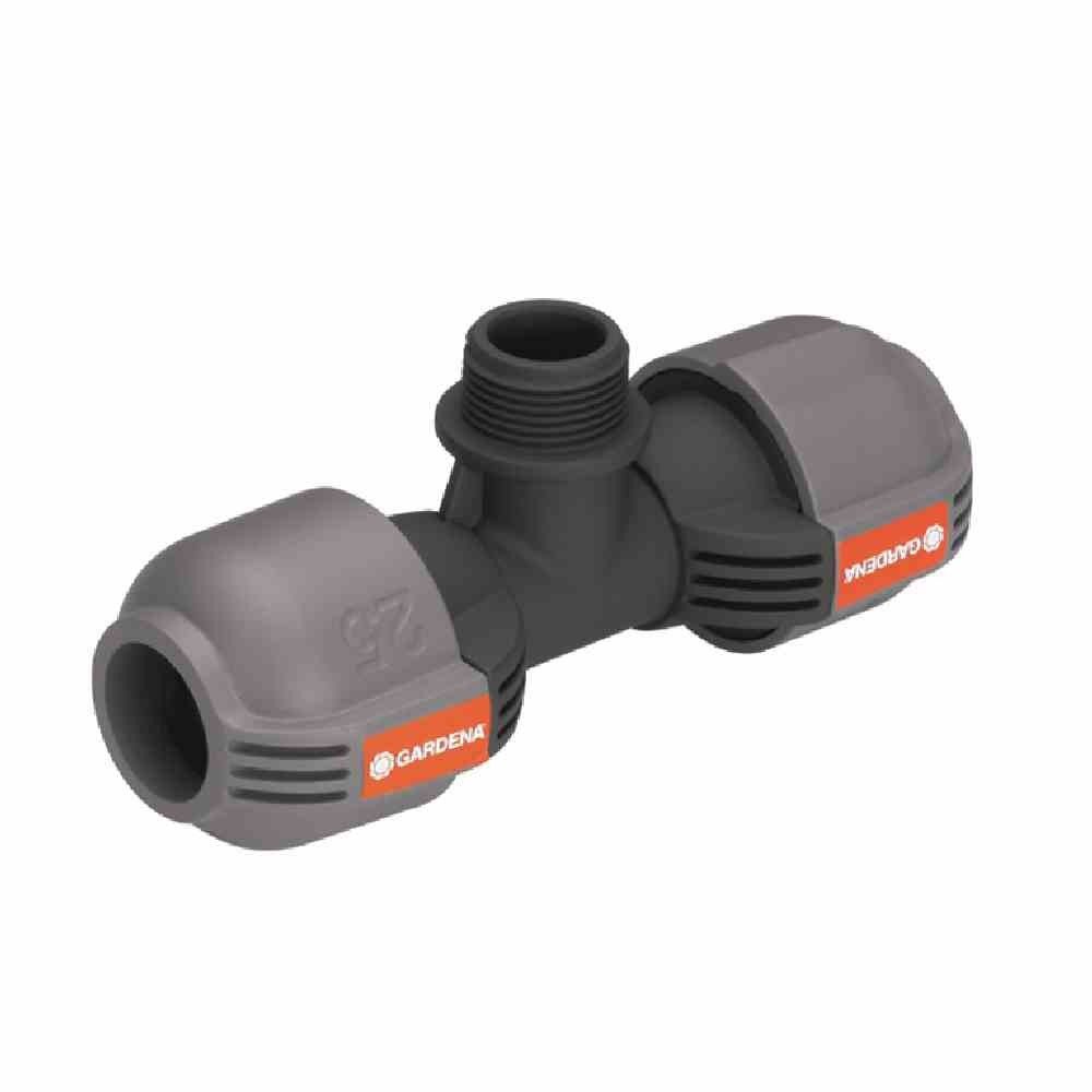 GARDENA Sprinklersystem T-Joint male thread: Connecting piece for connecting the turbo-driven pop-up sprinkler, 25 mm x 3/4 Inch male thread, Quick&Easy connection technology (2787-20)