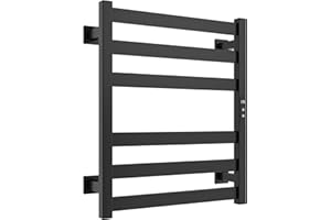 Colliford Towel Warmer,6 Bars Stainless Steel Towel Warmer with Shelf - Features Intelligent Touch Screen Timer and Hardwired