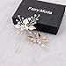 Fairy Moda Bridal Hair Pins Leaf Wedding Hair Accessories Boho Hair Clips with Simulated Pearl (Set of 3)