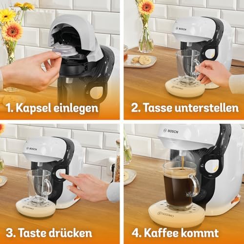 Tassimo Style friendly Kapselmaschine TAS114E, über 70 Getränke, geeignet für alle Tassen, vollautomatisch, nachhaltig, platzsparend, 1400 W, weiß
